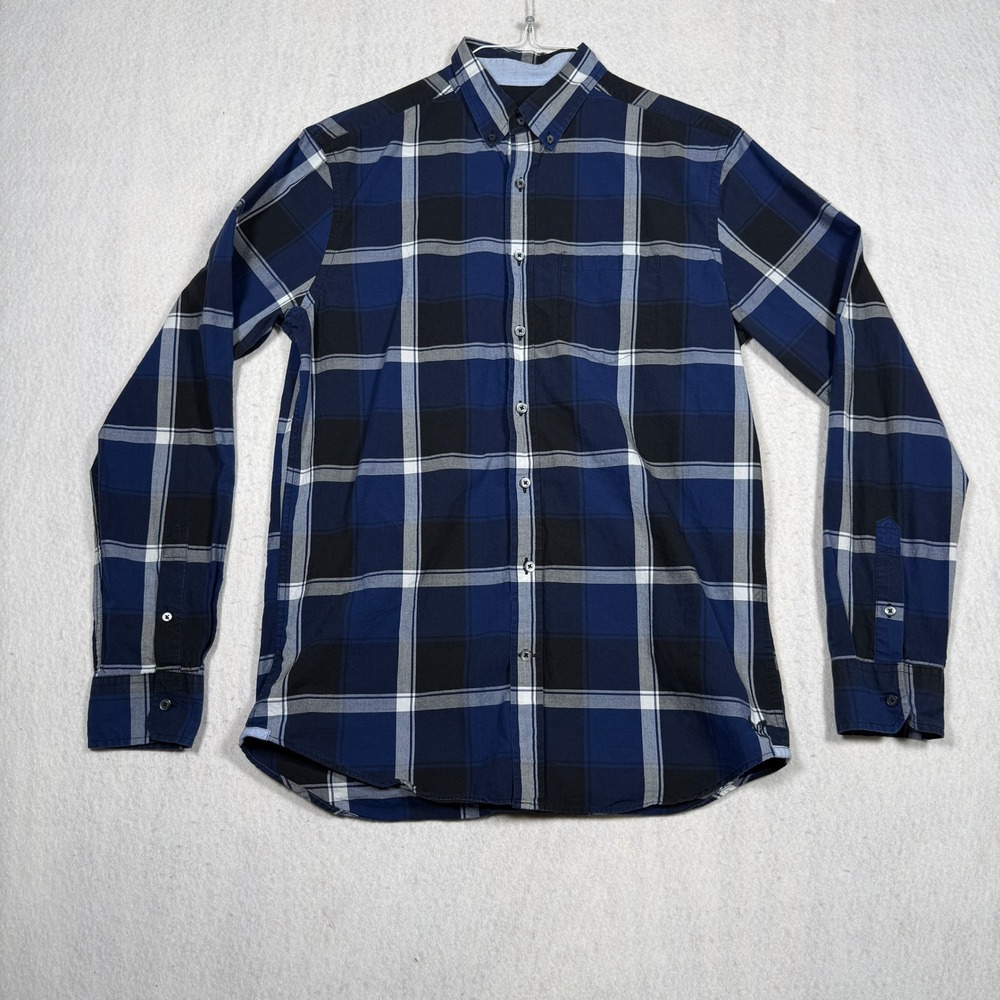American Eagle Outfitters Mens Medium Tall Prep Fit Plaid Button Down Shirt Blue